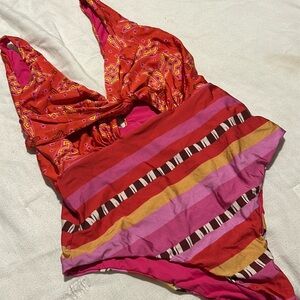 Farm Rio Red Printed One Piece Size Large